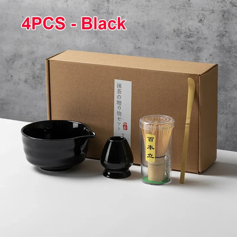 Authentic 4/5/6PCS Matcha Bamboo Whisk & Bowl Set - Perfect Tea Making Tools
