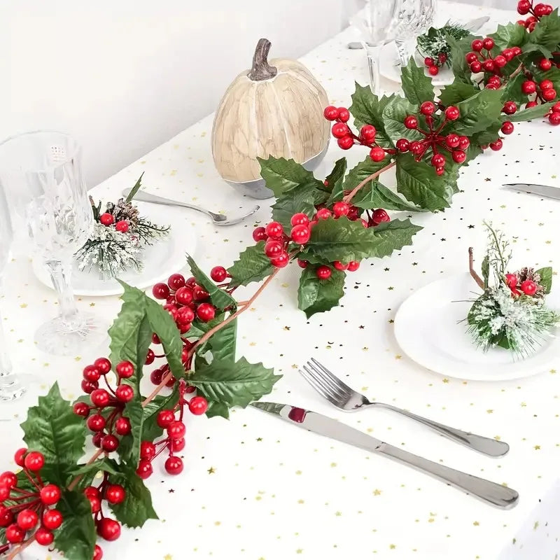 Festive Christmas Garland with Red Berries - Elegant Holiday Decor