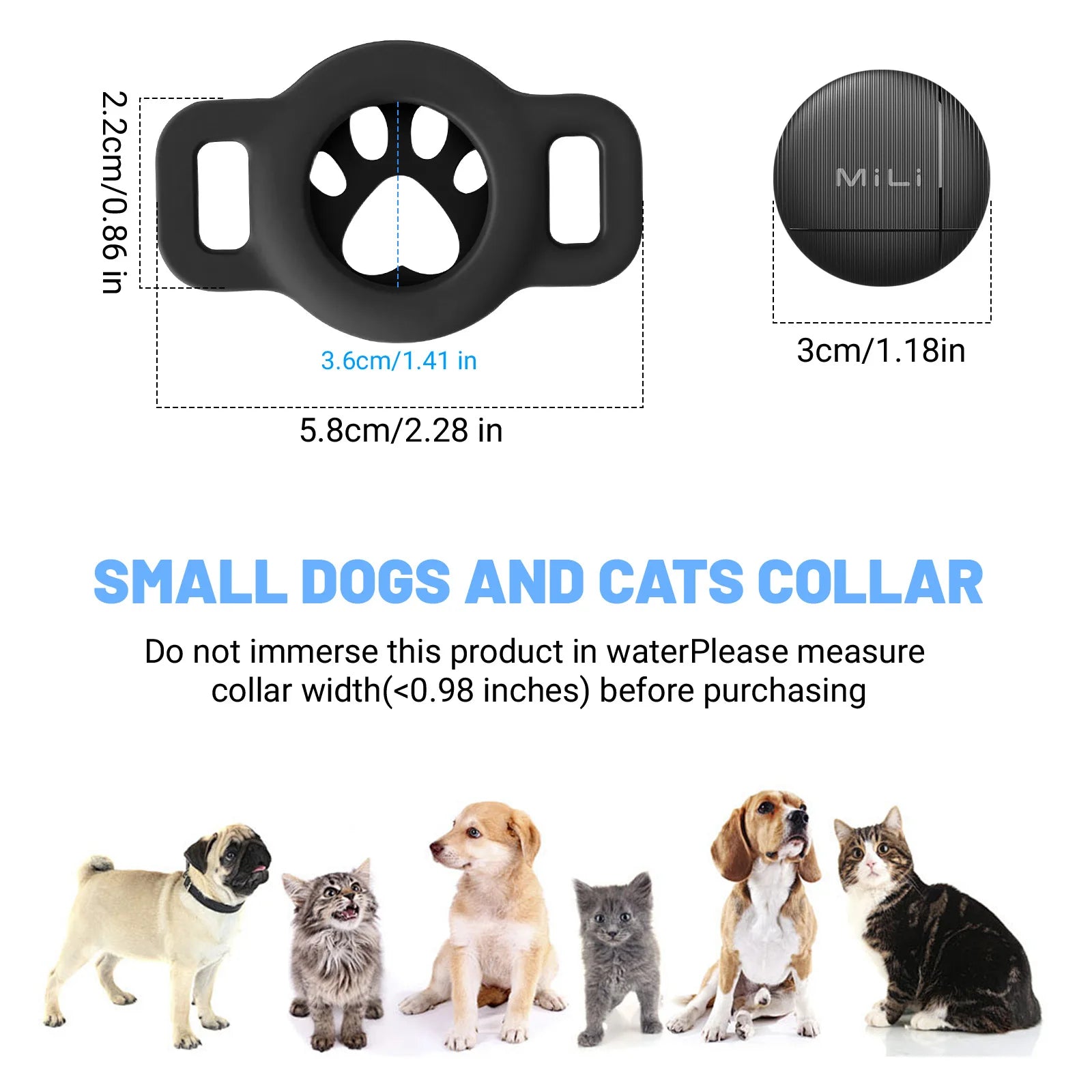 MiLi Pet Tracker Tag with Adjustable Cat Collar | GPS Locator
