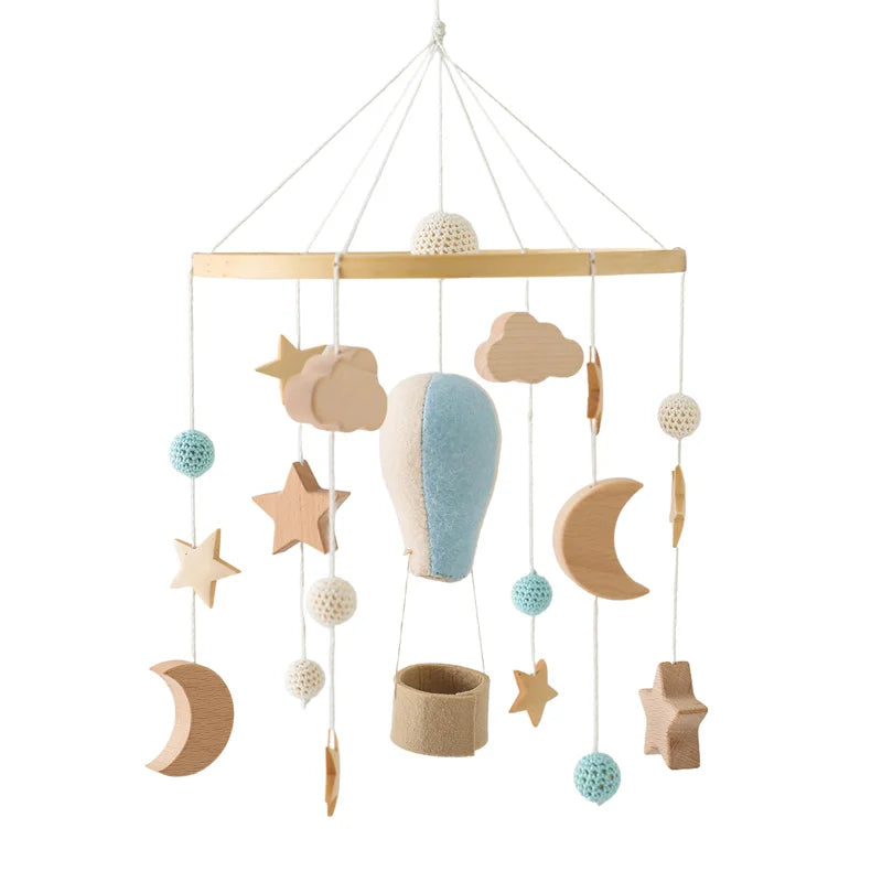 Wooden Baby Crib Mobile with Musical Rattle - Perfect Infant Toy