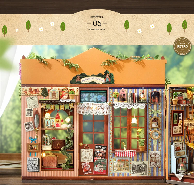 DIY Fairy-Tale Wonderhouse Wooden Miniature Dollhouse Kit with Furniture