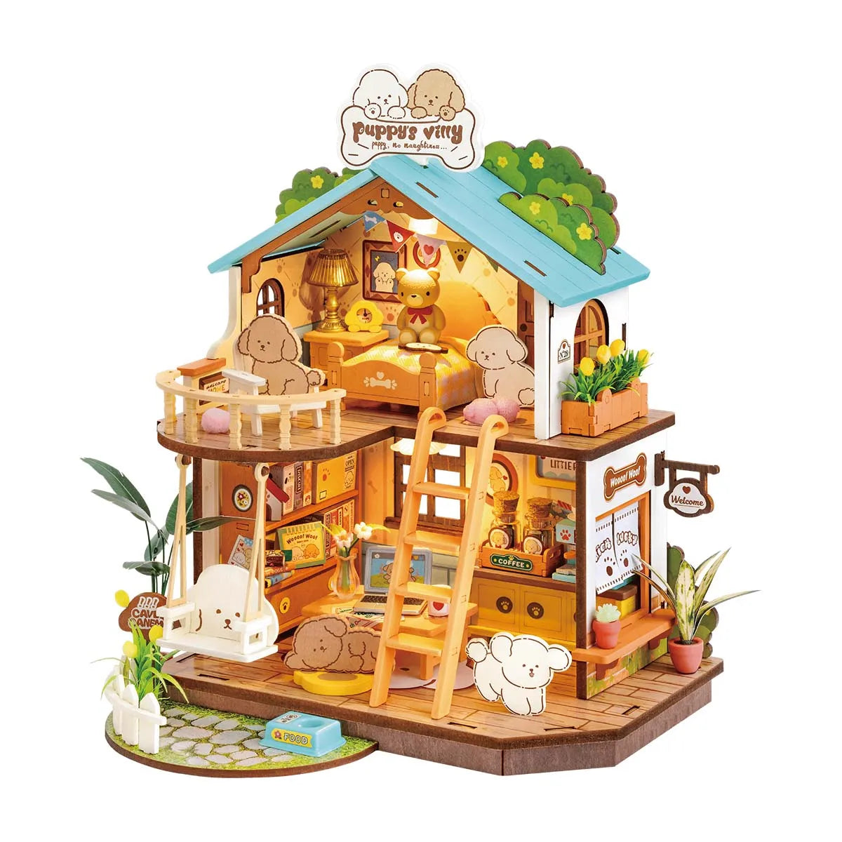 Robotime DIY Puppy Cozy Villa Miniature House Kit for All Ages