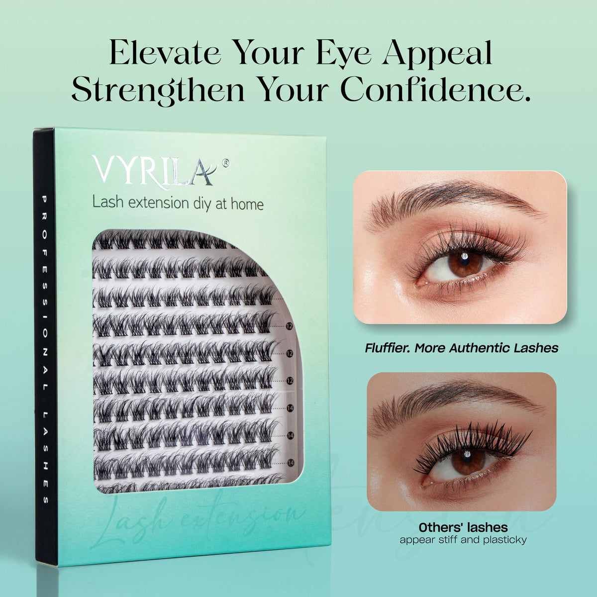 VYRILA C Curl 3D Wispy DIY Eyelash Extensions - Reusable & Natural Look