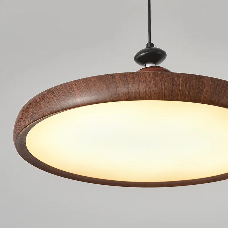 Elegant Walnut LED Pendant Chandelier for Dining & Living Spaces
