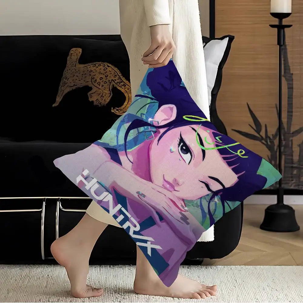 Kop-Cartoon K-Pop Demon Hunters Cushion Cover - Home Decor Pillow