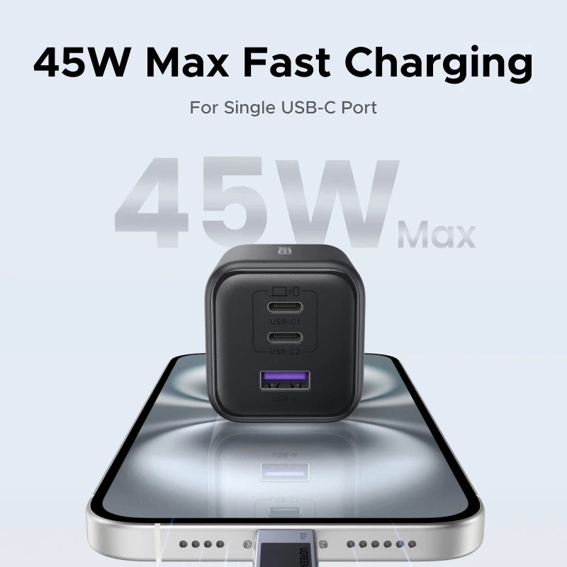 UGREEN 45W GaN USB-C Fast Charger - Rapid & Universal Compatibility