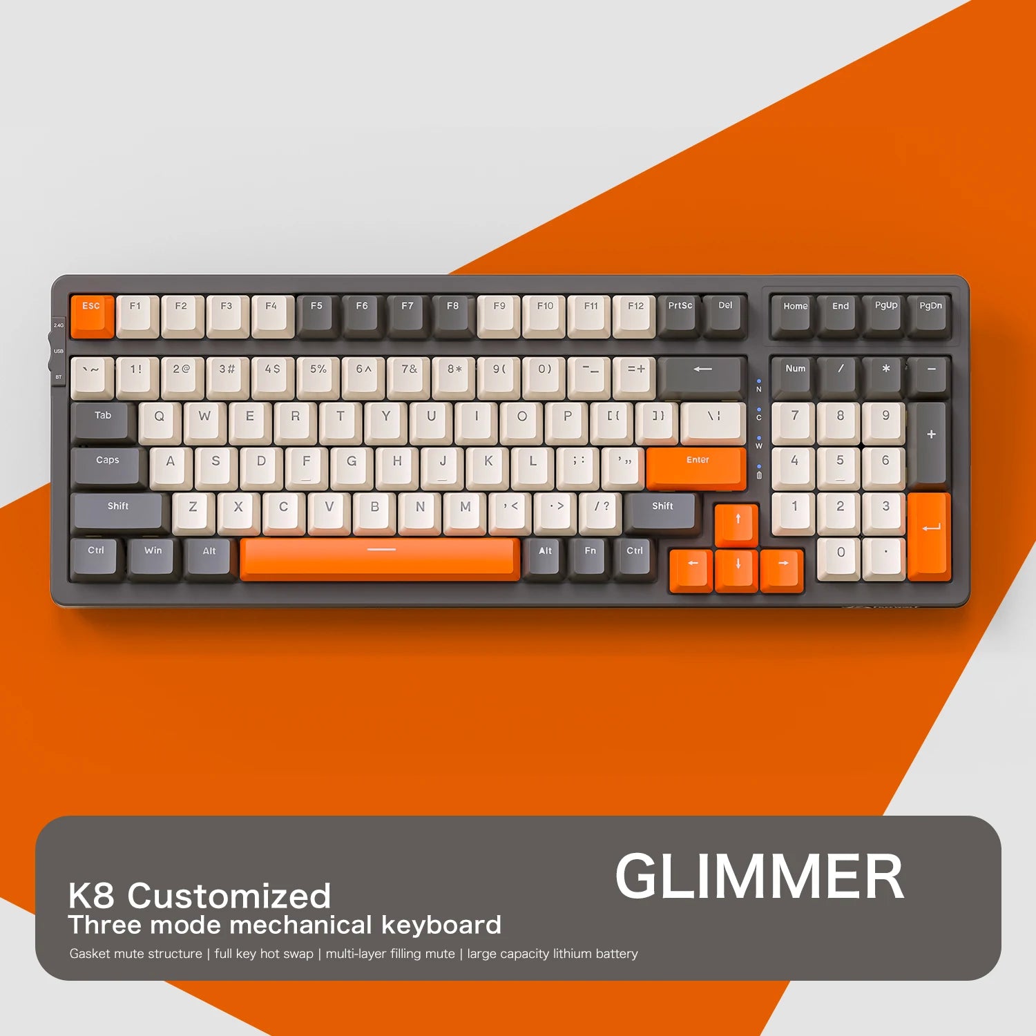 K8 Tri-Mode Wireless Mechanical Keyboard - Hot-Swap & RGB Lighting