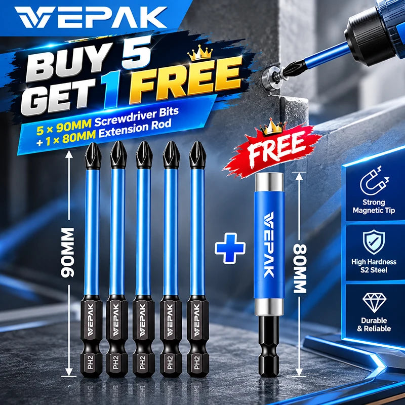 VEPAK 5PCS PH2 Magnetic Screwdriver Bits Kit for Power Drills