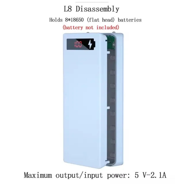 DIY Dual USB Power Bank Case for 8x18650 Batteries - No Batteries Included