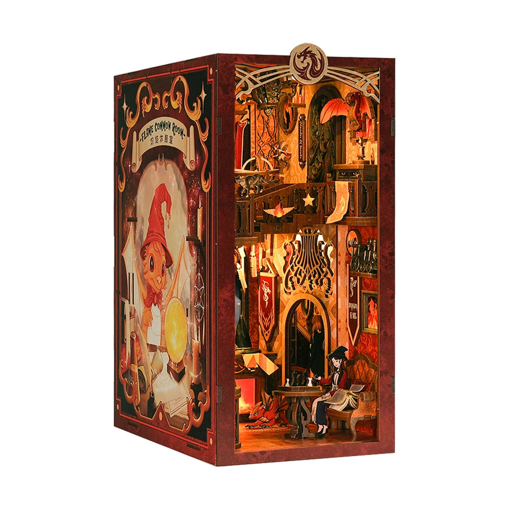 CUTEBEE LED Book Nook Dollhouse Kit with Dust Cover for DIY Enthusiasts