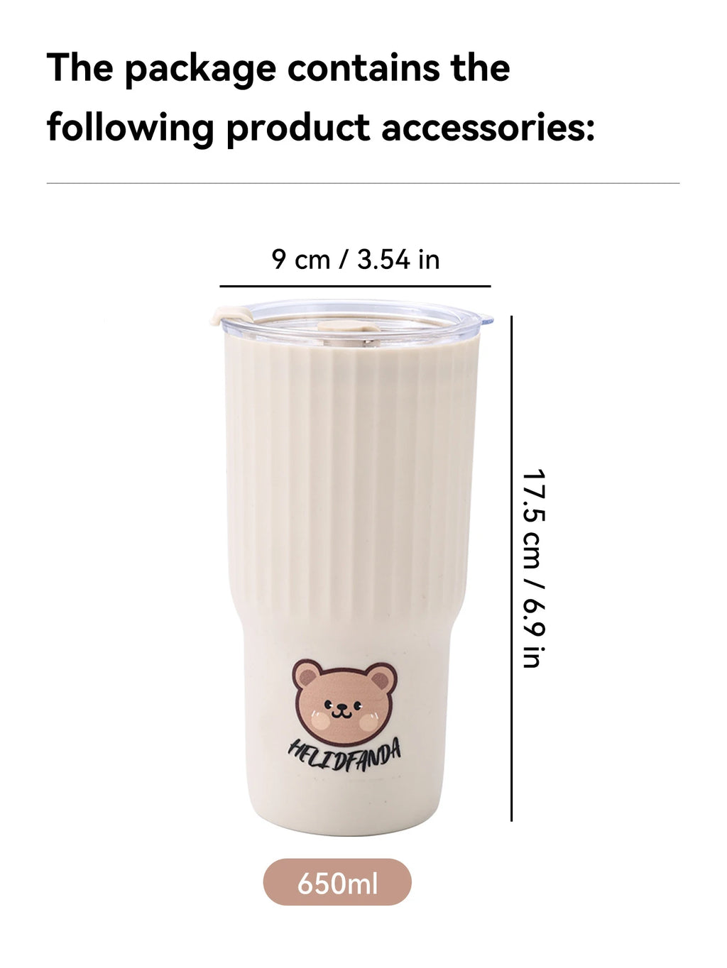 Cute Bear Large Capacity Water Bottle – Leak-Proof Tumbler