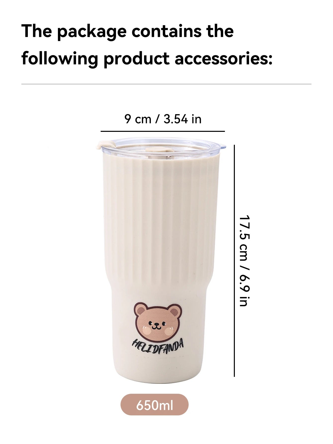 Cute Bear Large Capacity Water Bottle – Leak-Proof Tumbler