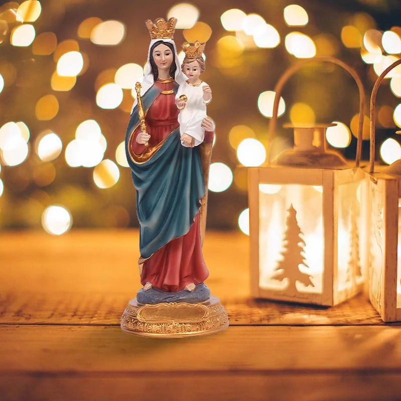 Elegant Virgin Mary & Jesus Resin Statue | Artful Religious Decor
