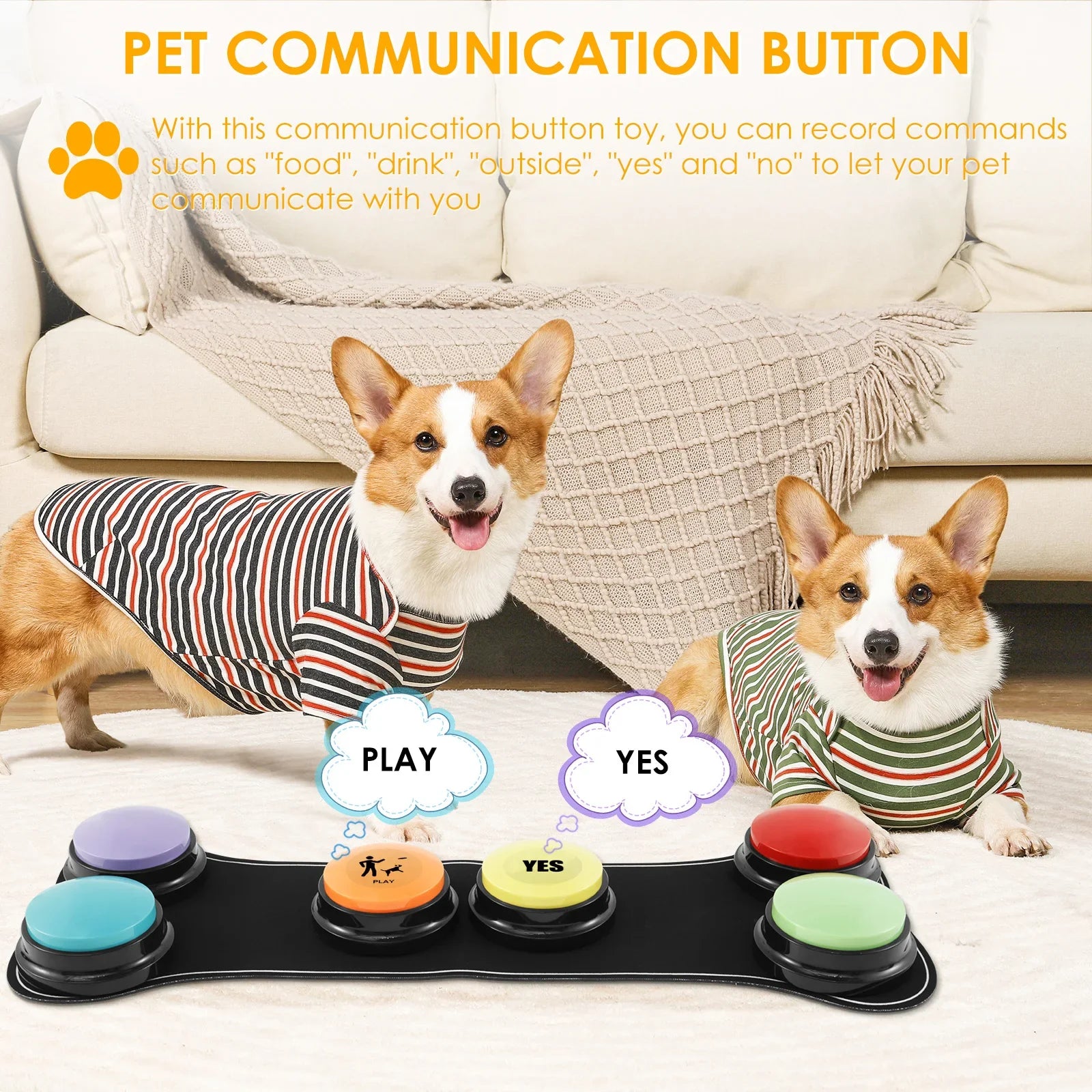 Interactive Dog Training Voice Buttons - Record & Playback Set