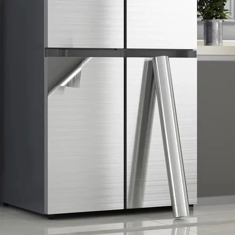 Brushed Silver Self-Adhesive Wallpaper - Waterproof & Easy to Clean