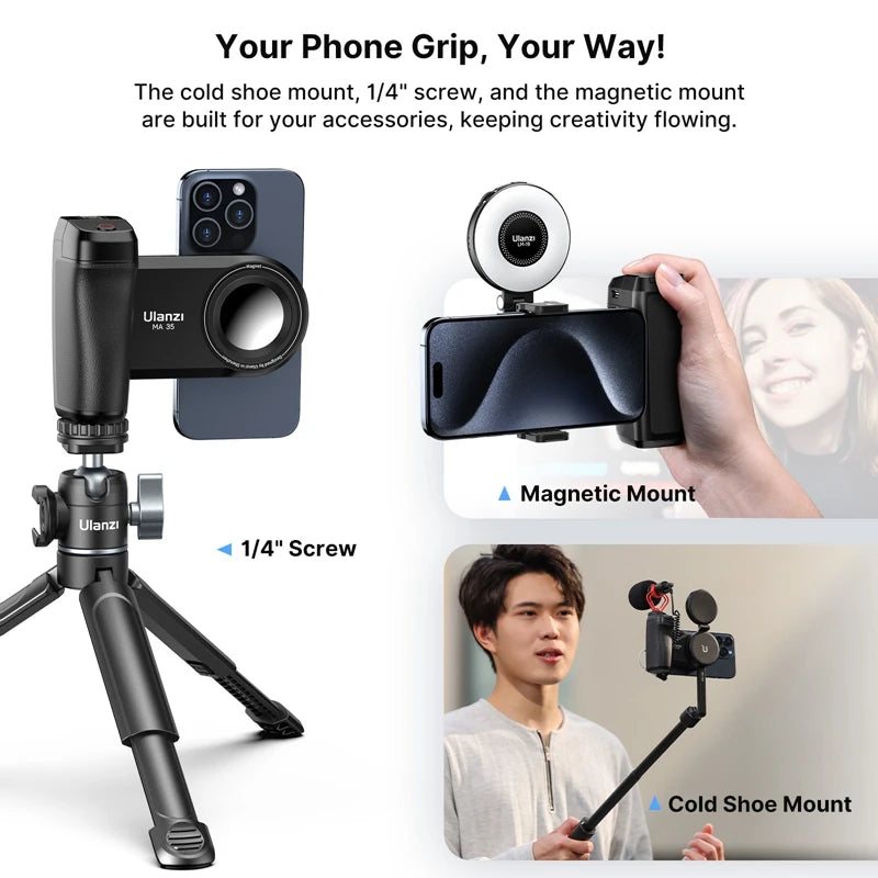 Ulanzi MA35 Selfie Phone Grip with Bluetooth Shutter & Stabilizer