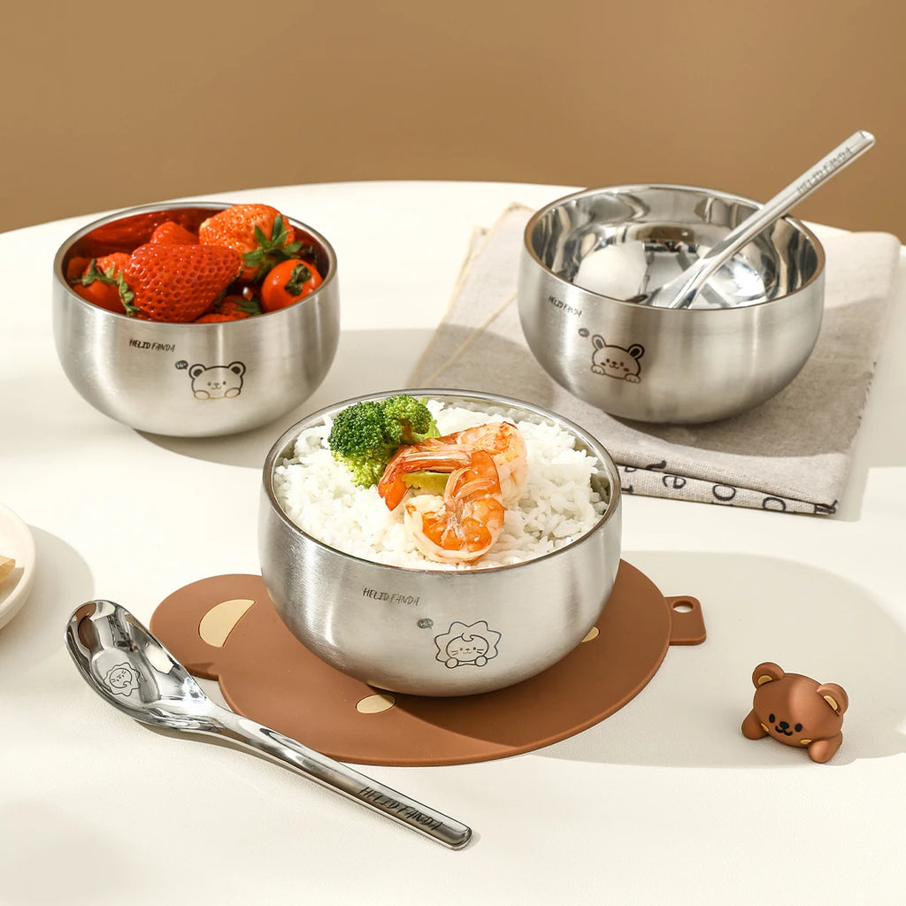 Cartoon Stainless Steel Ramen Bowl - Eco-Friendly & Safe