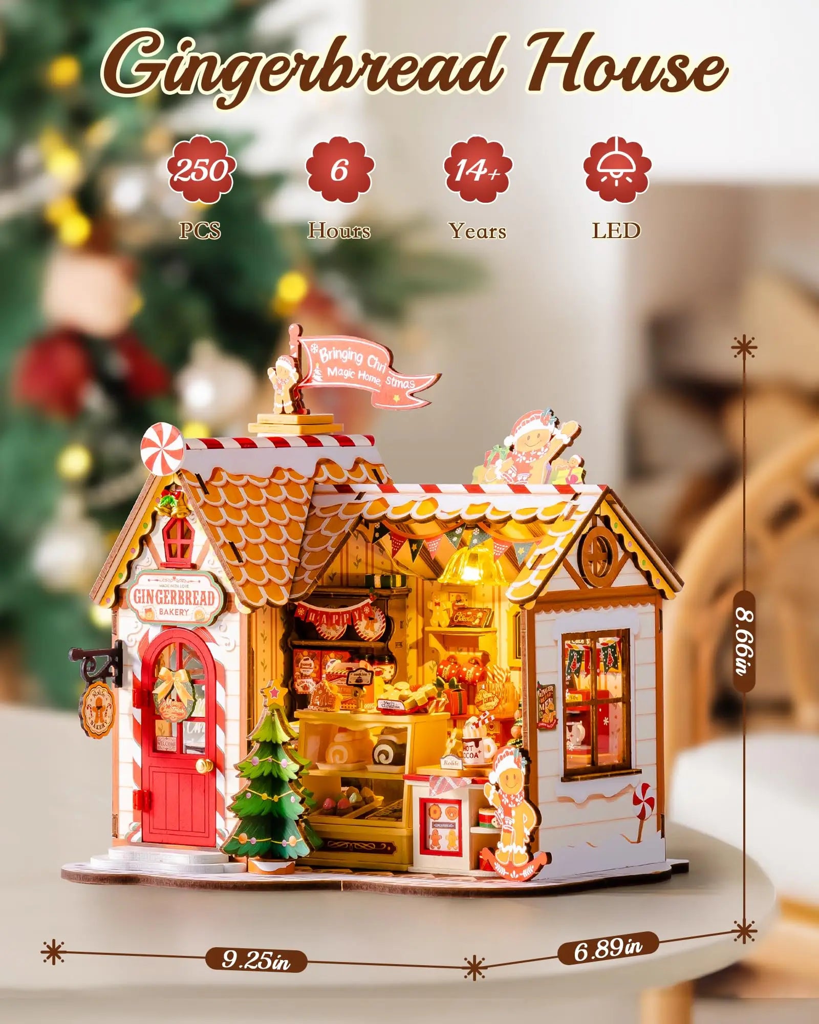 Rolife Christmas Gingerbread House DIY Kit with LED Lights