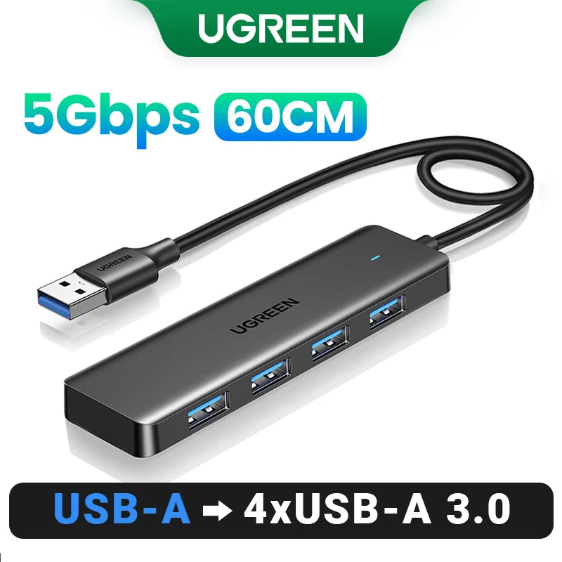 UGREEN USB 3.0 Hub - 4-Port Splitter for High-Speed Data Transfer