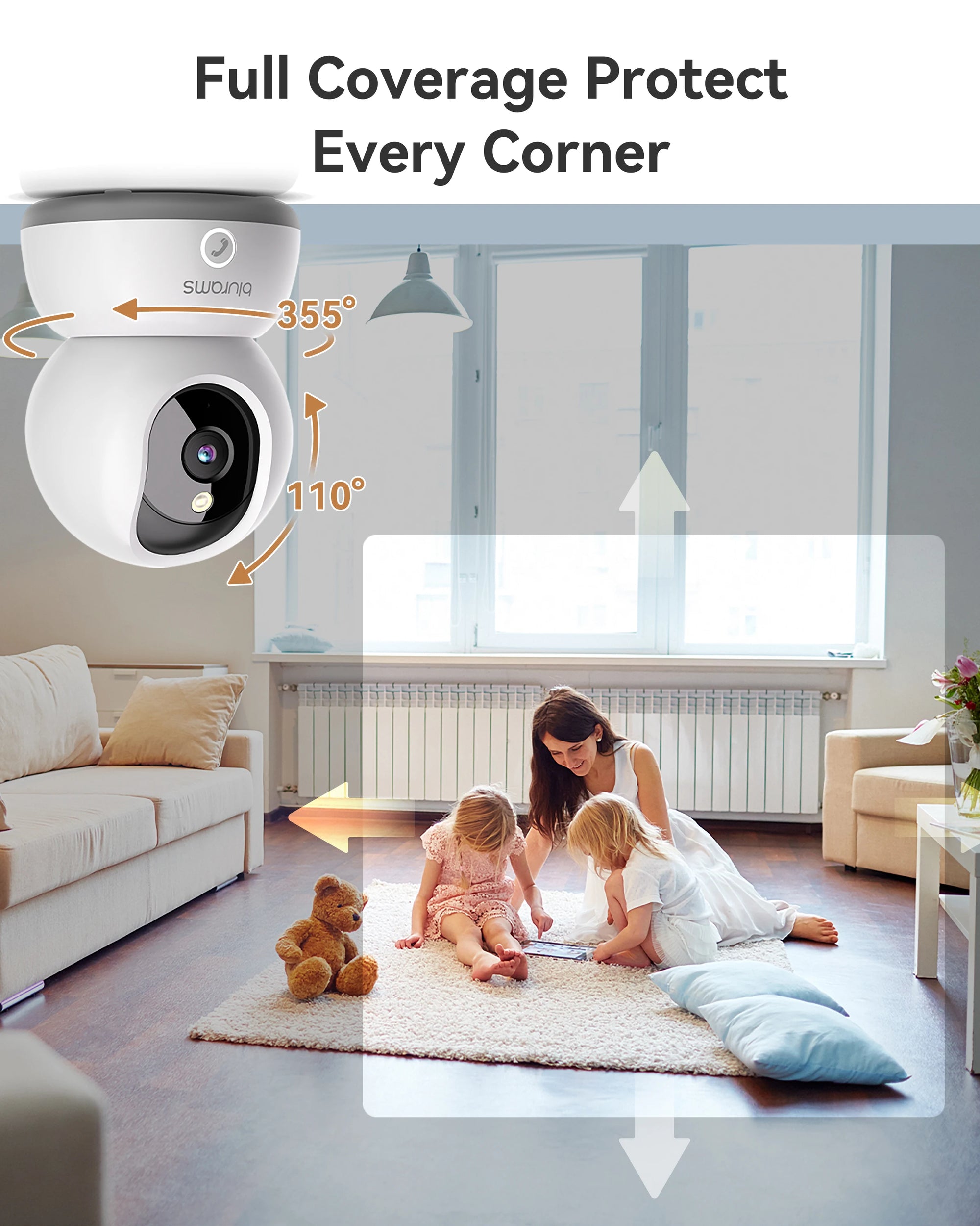 2K Indoor Security Camera with 360° View & Two-Way Audio