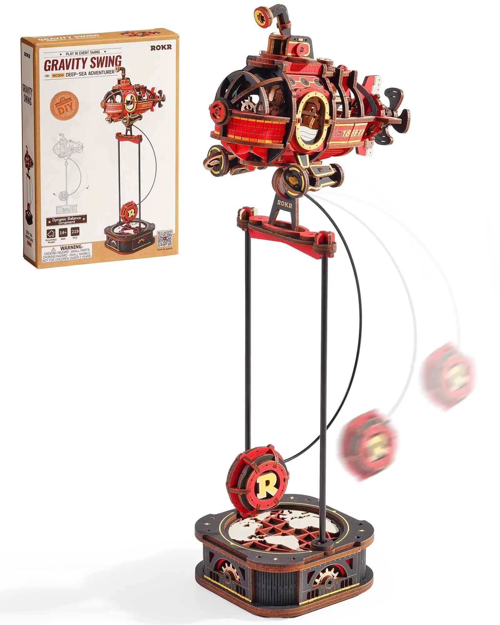 Robotime Kinetic Submarine 3D Wooden Puzzle - Engaging Desk Decor