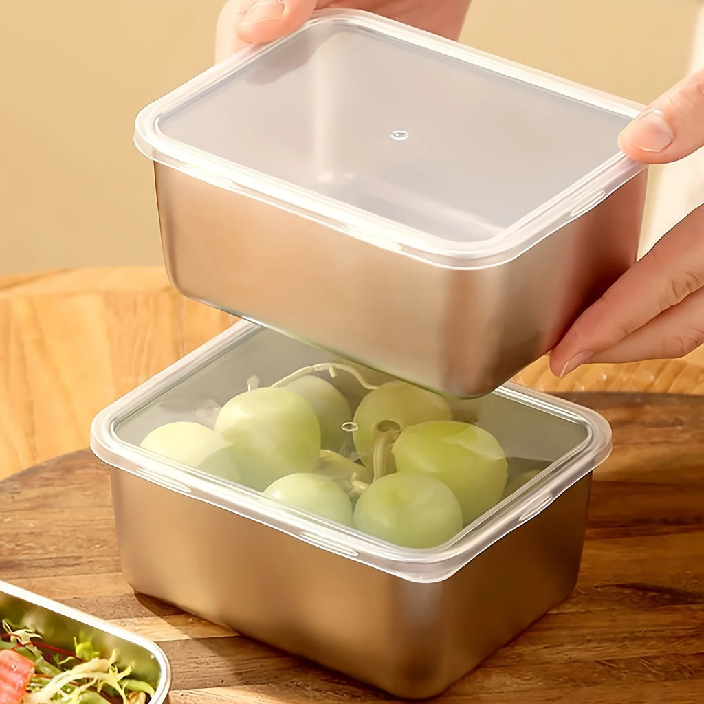 6-Piece Leakproof Stainless Steel Food Storage Containers Set - Stackable & Reusable