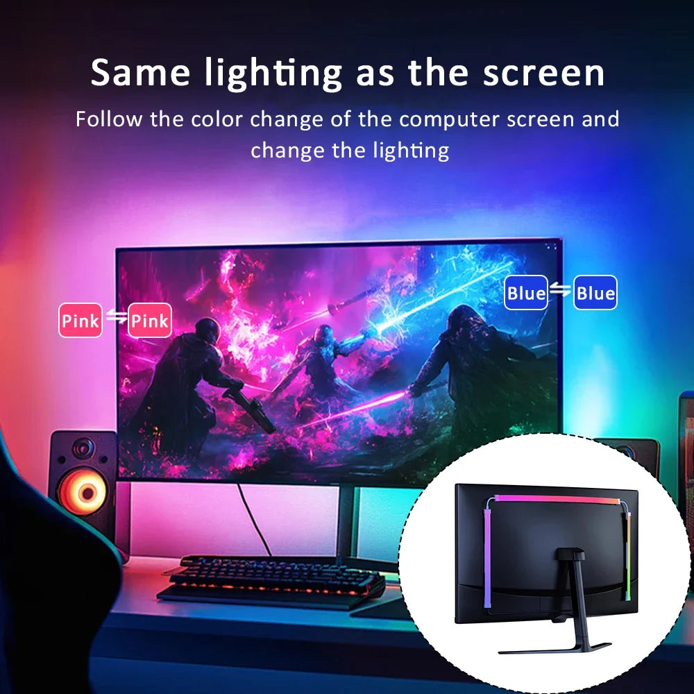 RGB LED Monitor Backlight Strip - Sync Lighting for 24-34" Displays