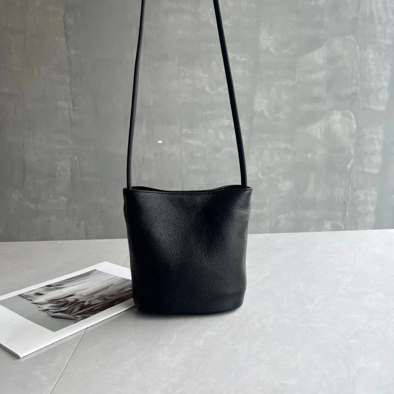 Versatile Women's Bucket Bag | Premium Cowhide Leather Crossbody