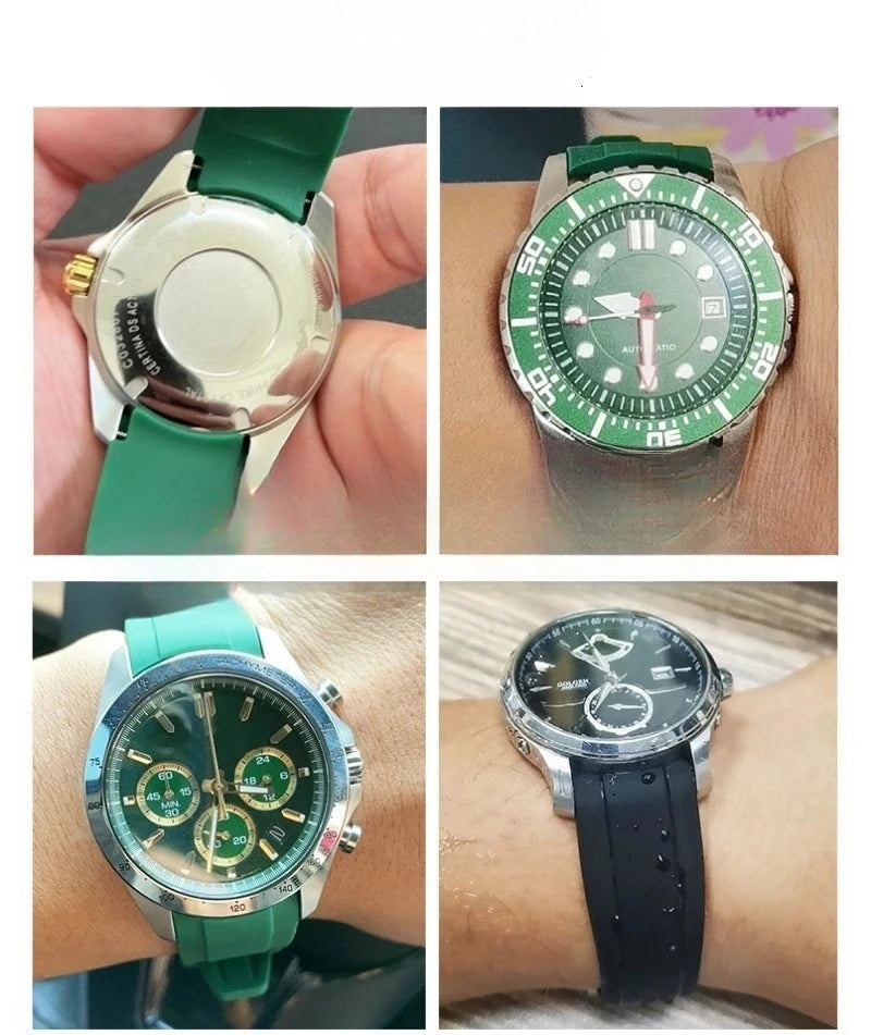 Versatile 20mm & 22mm Soft Rubber Watchband for Most Traditional Watches