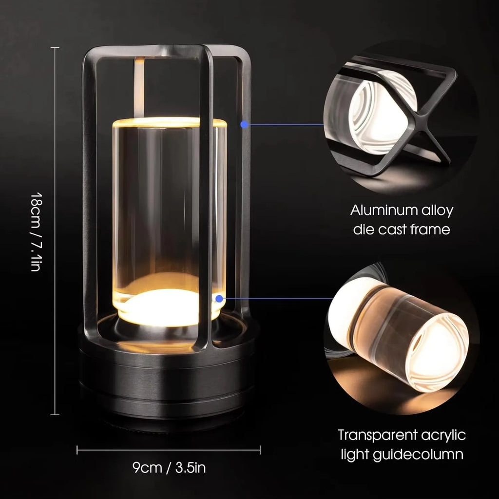 Portable Luxury LED Table Lamp - Cordless Crystal Mood Light