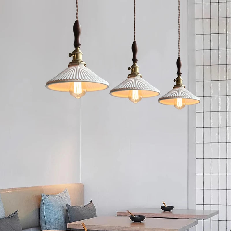 Elegant Ceramic Pendant Lamp for Dining & Living Spaces - Bronze Finish