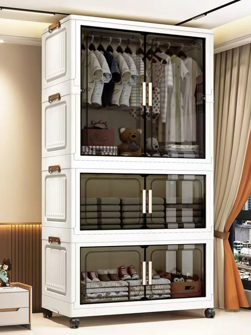 Folding Storage Cabinet - Multi-Use Organizer for Home & Kitchen