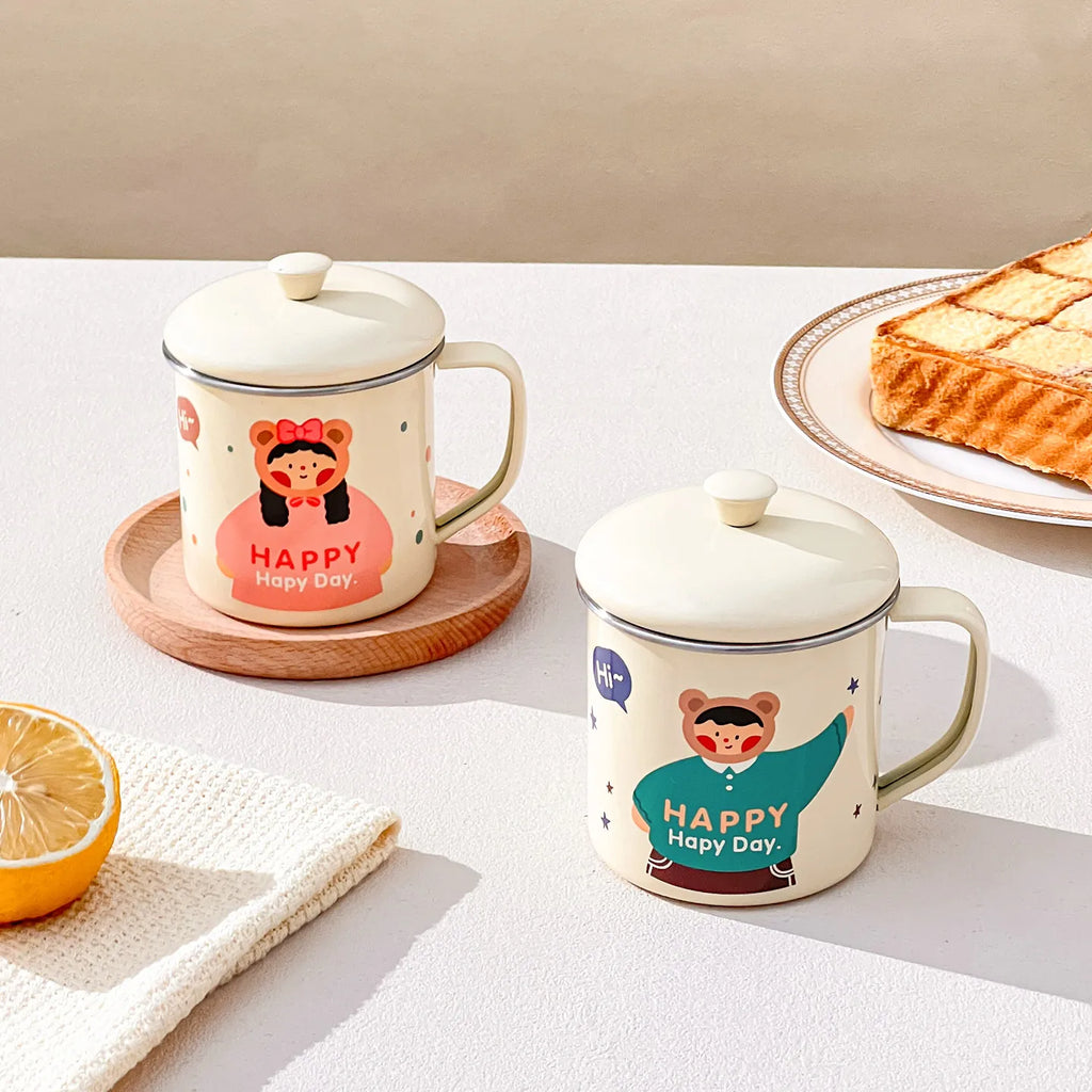 Cute 250ML Stainless Steel Kids Milk Cup - Anti-Scald Portable Tumbler