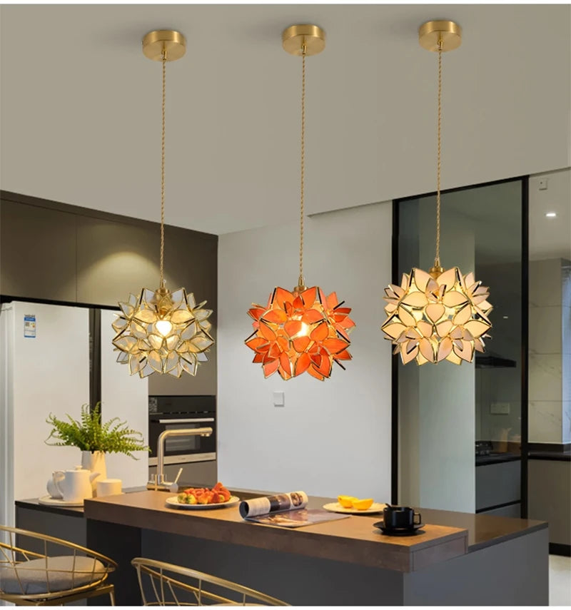 Nordic Copper Glass Pendant Light - Stylish LED Fixture for Home