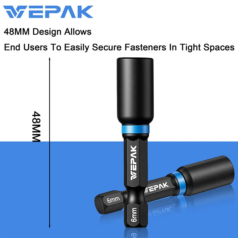 VEPAK Magnetic Hex Nut Drivers – 6/8/10mm High Torque Socket Set