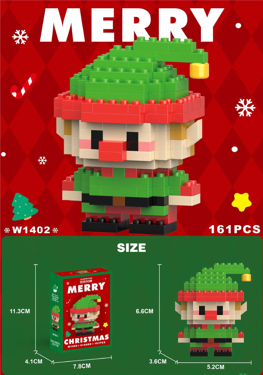 Festive Micro Building Block Set: Santa, Snowman & Christmas Tree