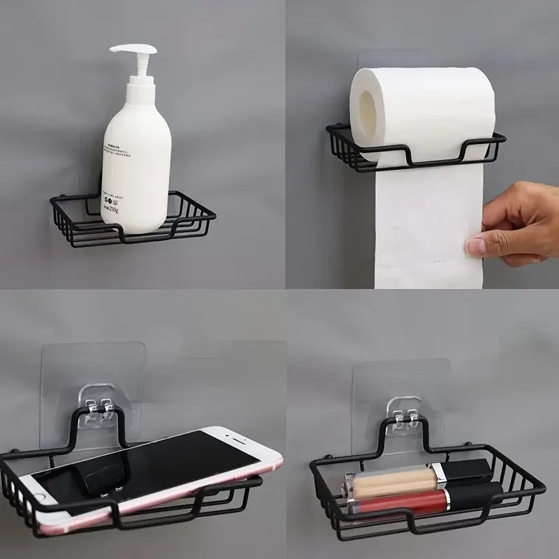 Stainless Steel Wall-Mounted Soap Dish – No Drill, Holds 2 Bars