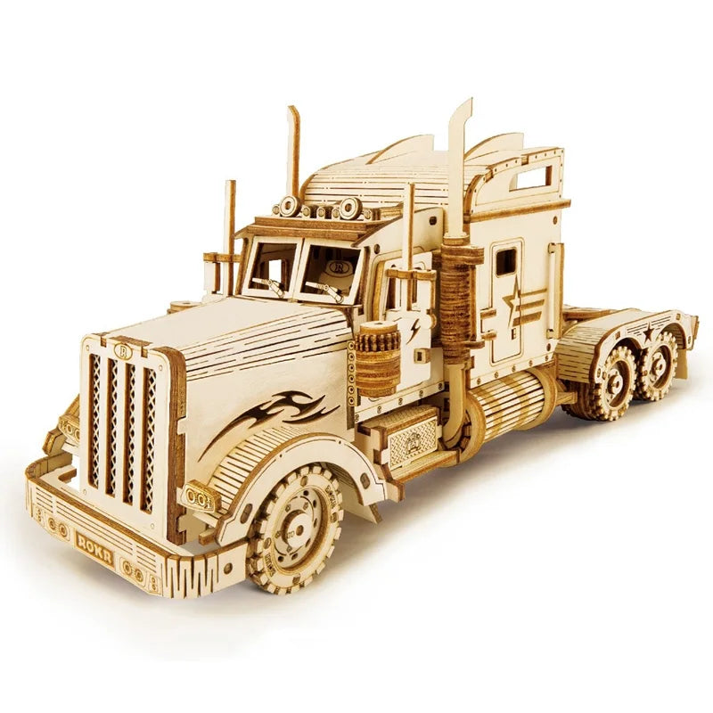 Robotime 3D Wooden Puzzle Kits - Steam Train, Jeep & Truck Models