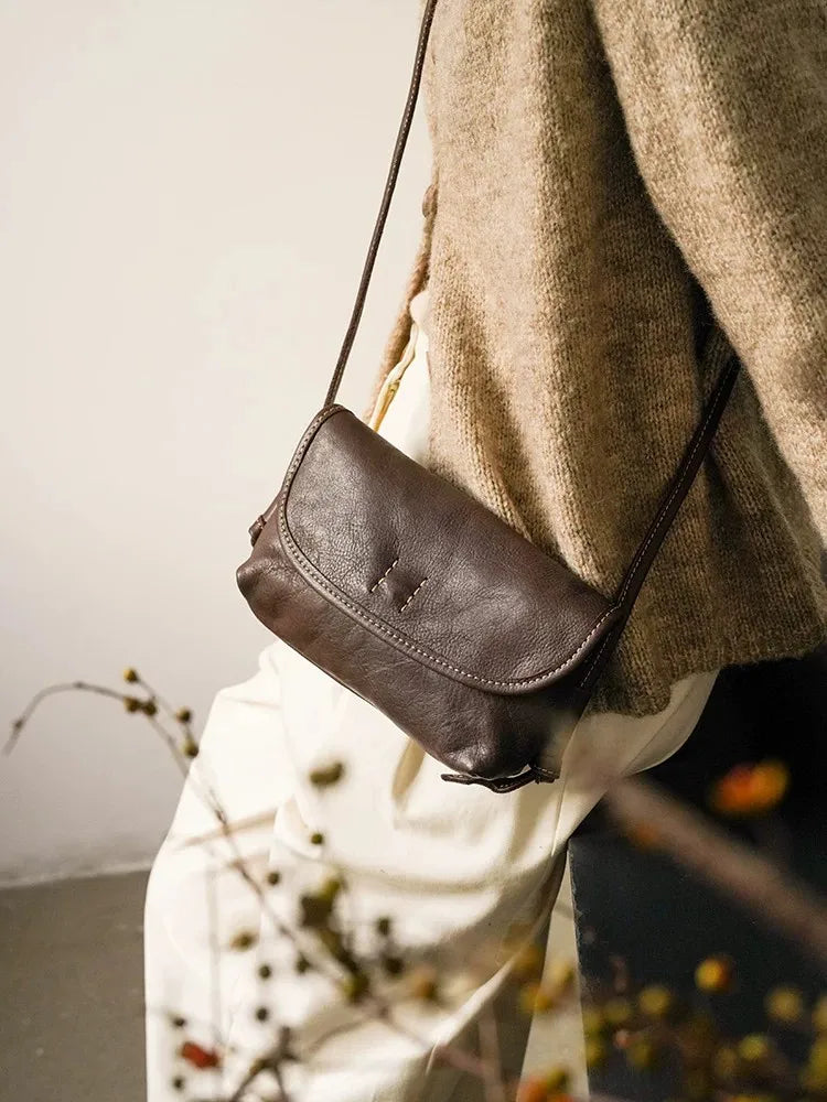 Artistic Mini Leather Shoulder Bag - Durable & Stylish Cell Phone Case
