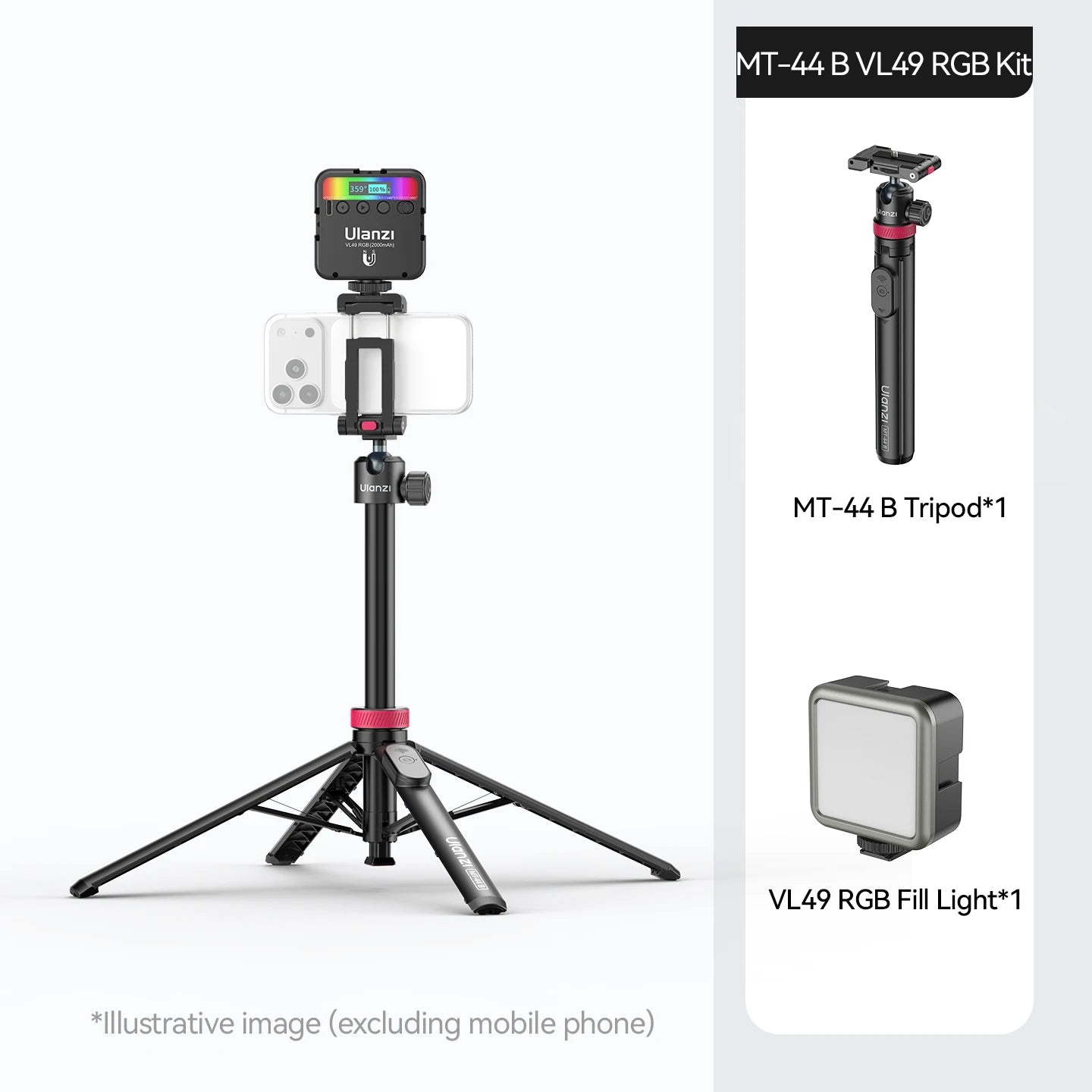 Ulanzi MT-44 B Universal Phone Tripod - 1.5M Selfie Stick with Bluetooth