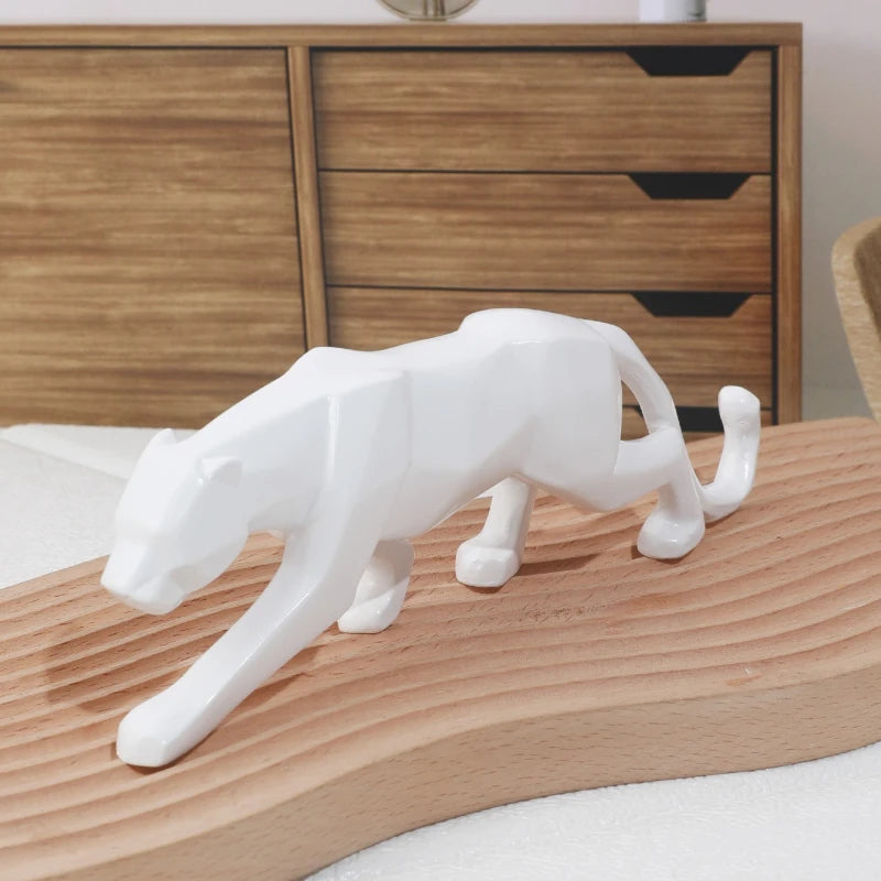 Modern Abstract Black Panther Sculpture - Unique Resin Art for Home Decor