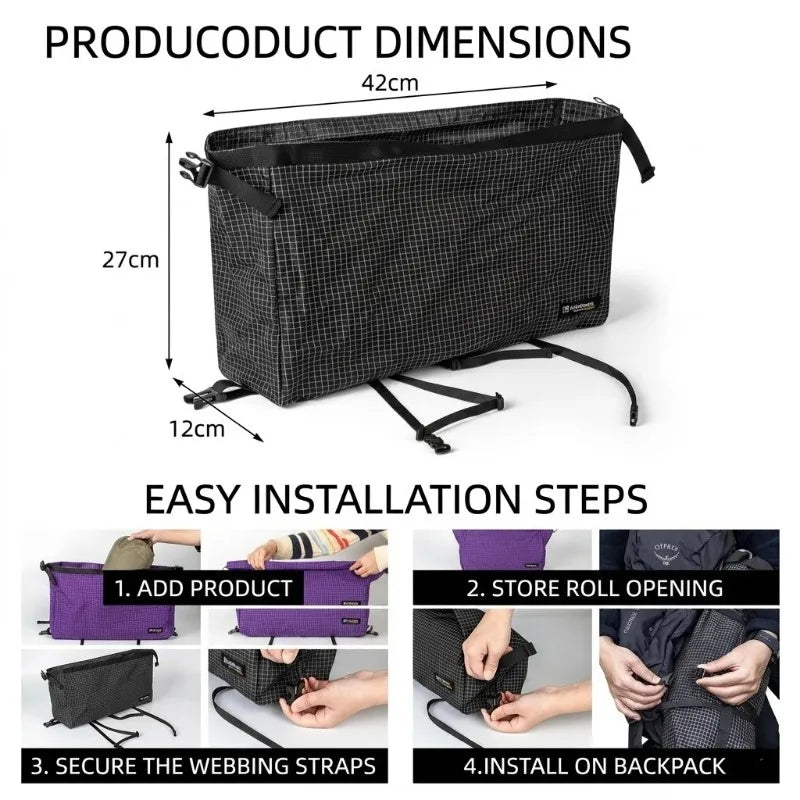 HIKEMAN Ultralight Dyneema Waterproof Backpack Expansion Pouch