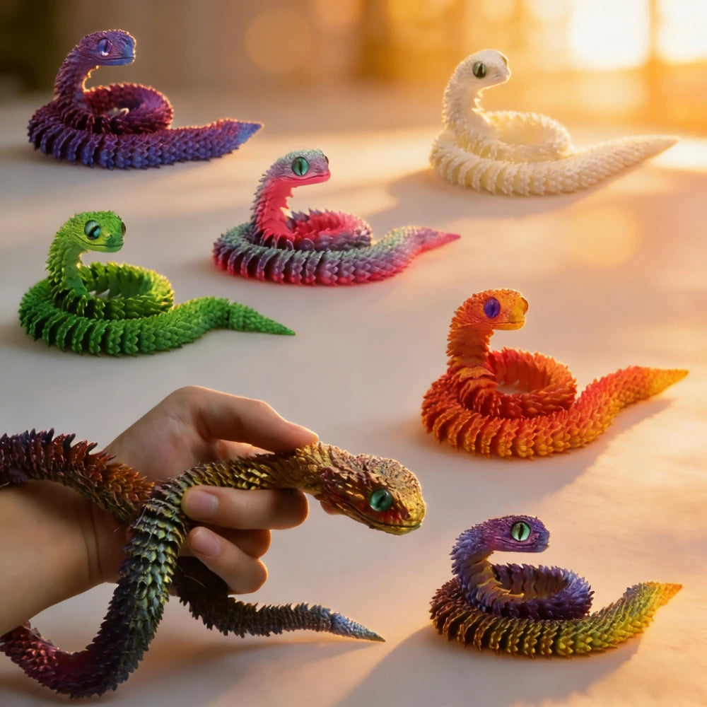 3D Printed Articulated Snake & Dragon Egg – Unique Home Decor