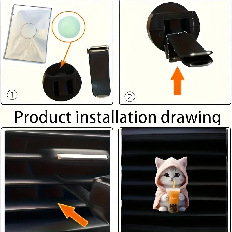 Cute Cat Aromatherapy Vent Clip - Long-Lasting Fragrance & Decor