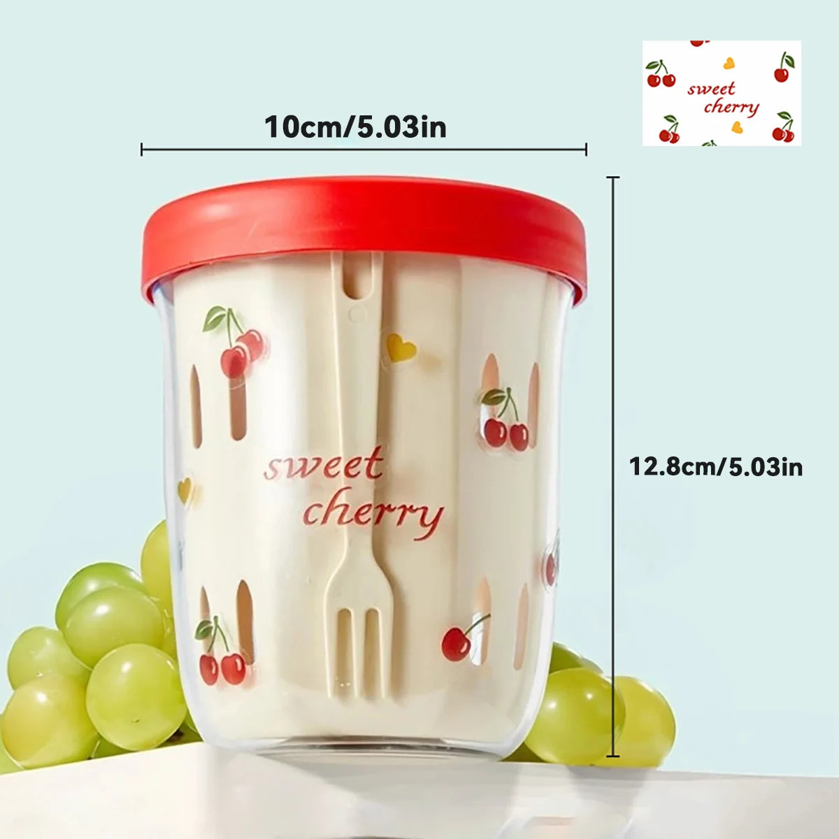 Double-Layer Cartoon Salad Cup - Ideal for Kids & Students