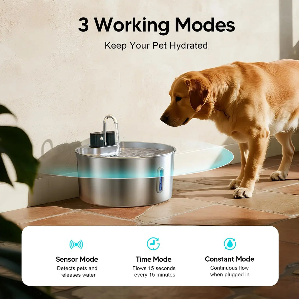 7L Stainless Steel Wireless Cat Water Fountain – Auto Drinker Dispenser