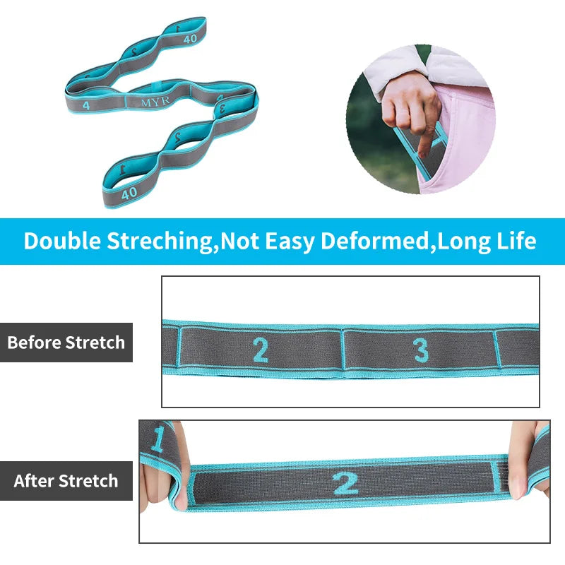 Elastic Stretching Strap with Loops for Yoga, Pilates, Dance & Gymnastics