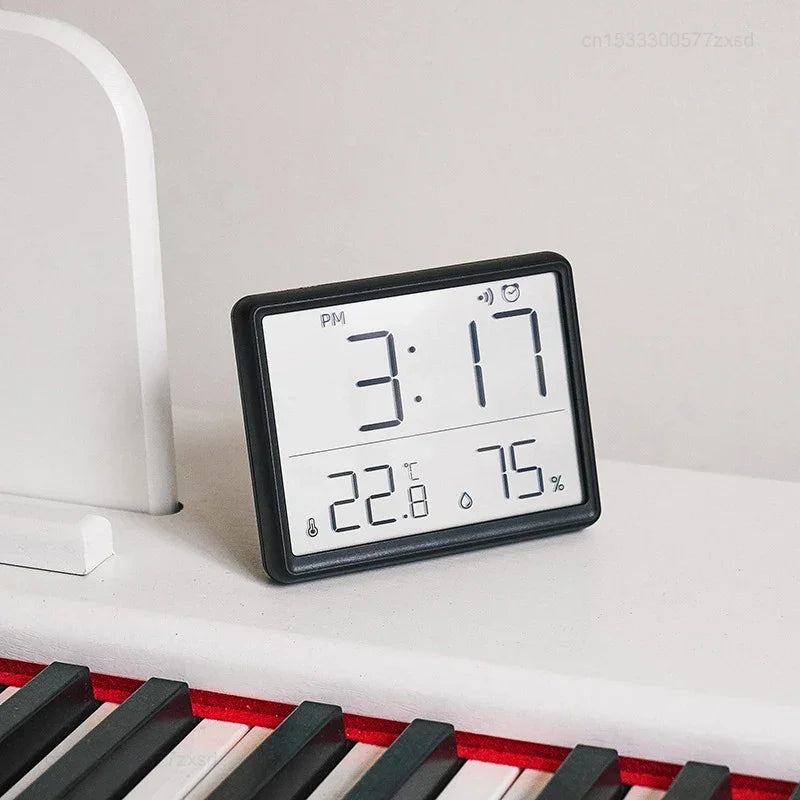 Ultra Thin LCD Alarm Clock with Hygrometer - Stylish Desk Decor