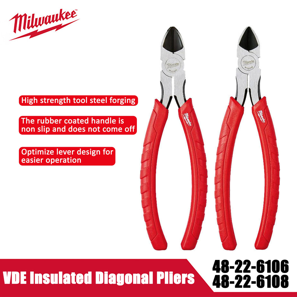 Milwaukee Comfort Grip Diagonal Cutting Pliers - 6" & 8" Options