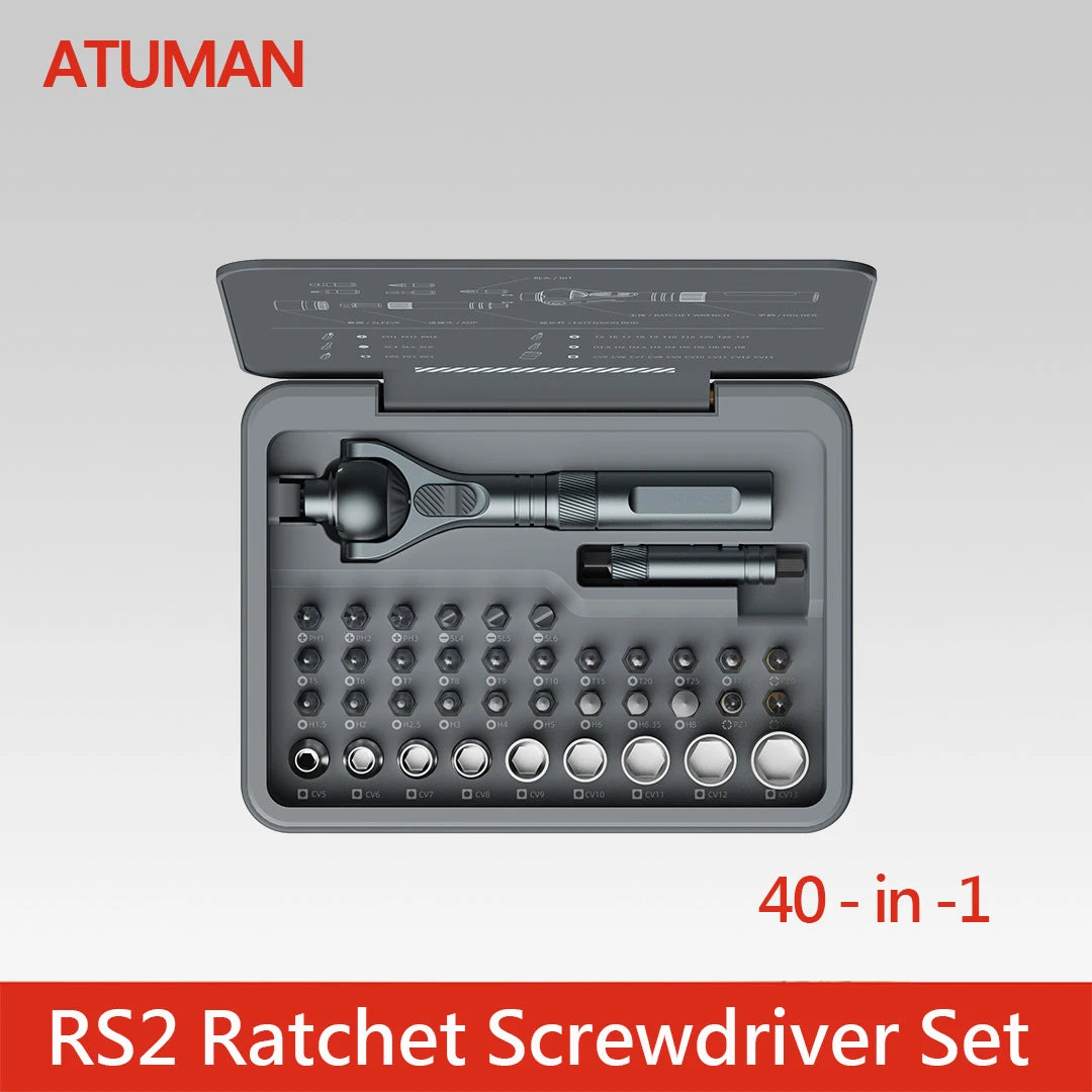 DUKA RS2 Extendable Ratchet Screwdriver Set with 28 S2 Magnetic Bits